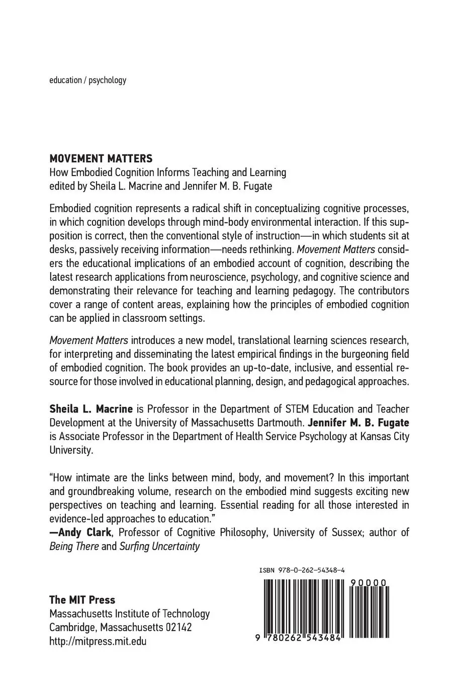 Rückseite: 9780262543484 | Movement Matters | Sheila L. Macrine (u. a.) | Taschenbuch | Englisch