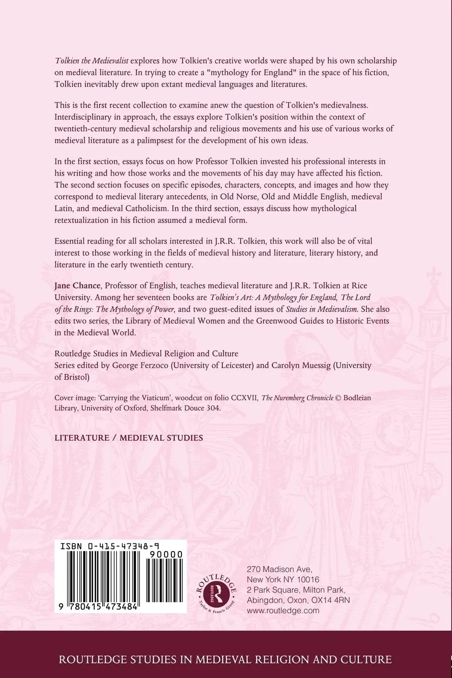 Rückseite: 9780415473484 | Tolkien the Medievalist | Jane Chance | Taschenbuch | Englisch | 2008