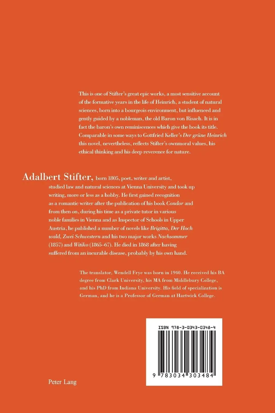 Rückseite: 9783034303484 | Indian Summer | Translated by Wendell Frye- Fourth Printing | Frye