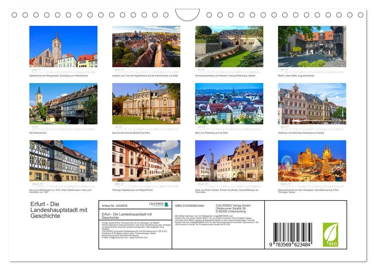 Bild: 9783569623484 | Erfurt - Die Landeshauptstadt mit Geschichte (Wandkalender 2027 DIN...