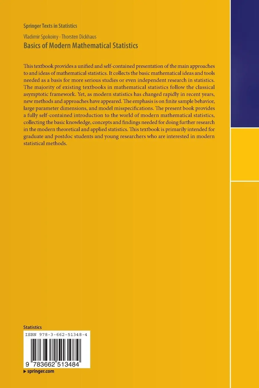 Rückseite: 9783662513484 | Basics of Modern Mathematical Statistics | Thorsten Dickhaus (u. a.)