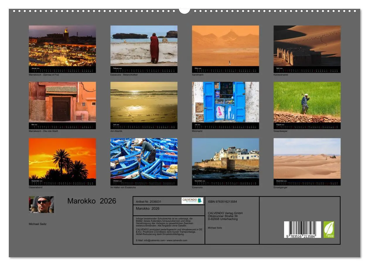 Bild: 9783516213584 | Marokko 2026 (hochwertiger Premium Wandkalender 2026 DIN A2 quer),...