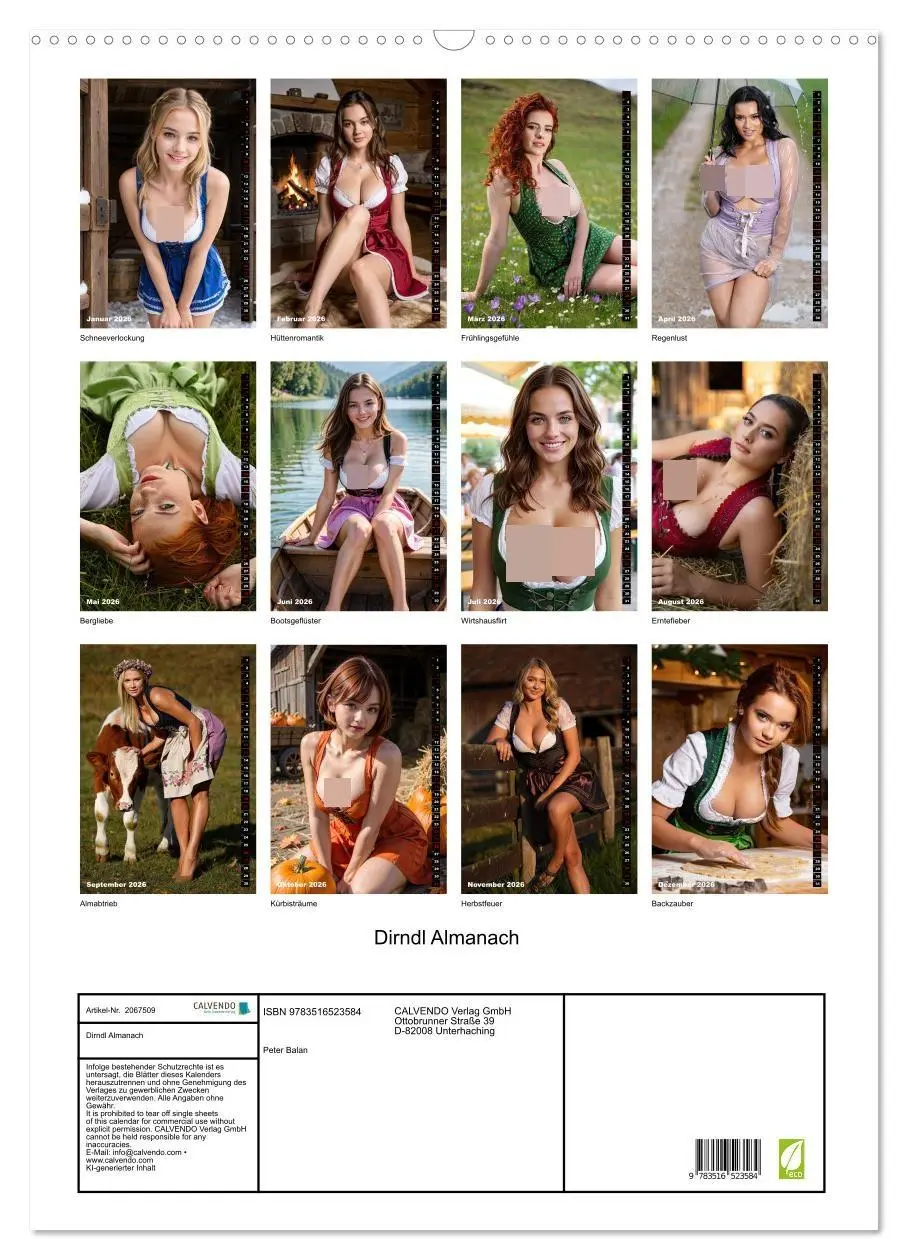 Bild: 9783516523584 | Dirndl Almanach (Wandkalender 2026 DIN A2 hoch), CALVENDO...