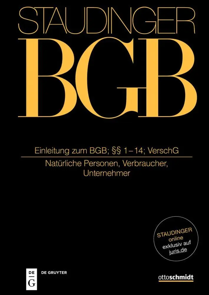 Cover: 9783805913584 | Einleitung zum BGB; §§ 1-14; VerschG | Jörg Fritzsche (u. a.) | Buch