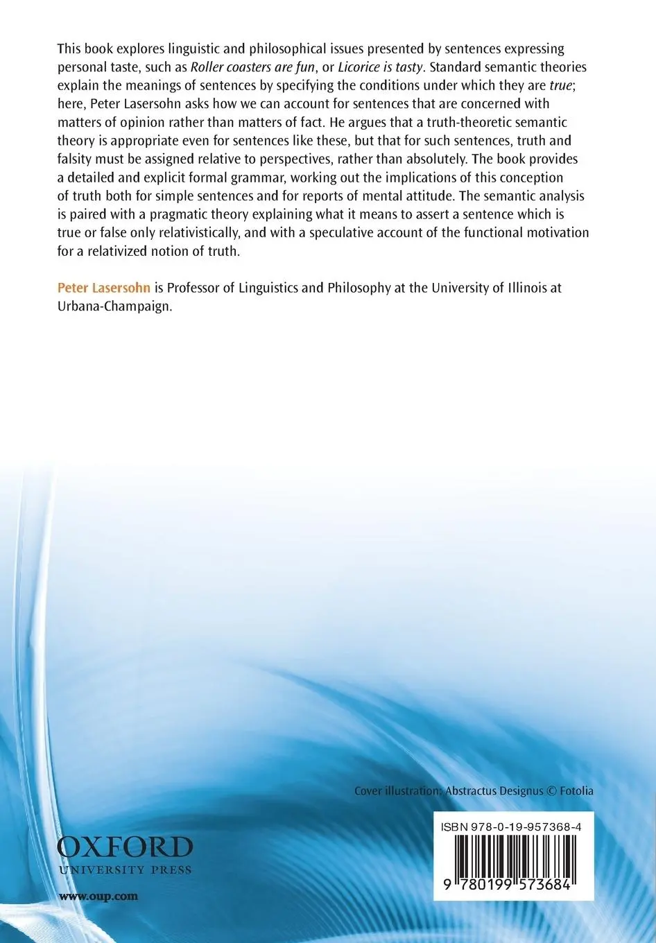 Rückseite: 9780199573684 | Subjectivity and Perspective in Truth-Theoretic Semantics | Lasersohn