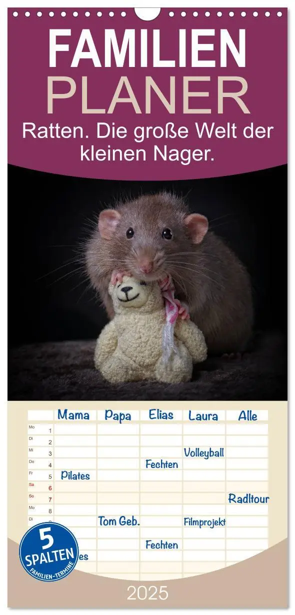 Cover: 9783457113684 | Familienplaner 2025 - Ratten. Die große Welt der kleinen Nager mit...