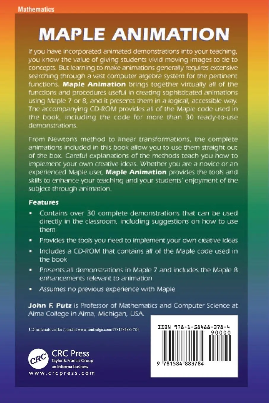 Rückseite: 9781584883784 | Maple Animation | John F. Putz | Taschenbuch | Englisch | 2003