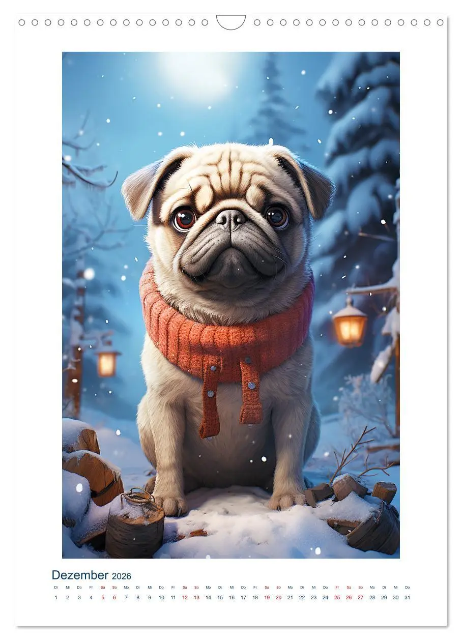 Bild: 9783516293784 | Der kleine Mops (Wandkalender 2026 DIN A3 hoch), CALVENDO...