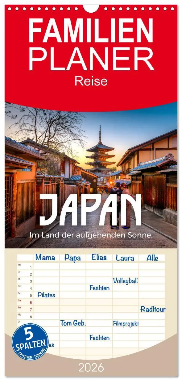 Cover: 9783516503784 | Familienplaner 2026 - Japan - Im Land der aufgehenden Sonne. mit 5...