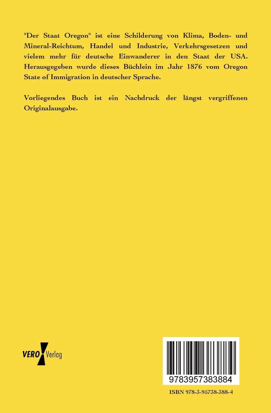 Rückseite: 9783957383884 | Der Staat Oregon | Oregon State Board of Immigration | Taschenbuch