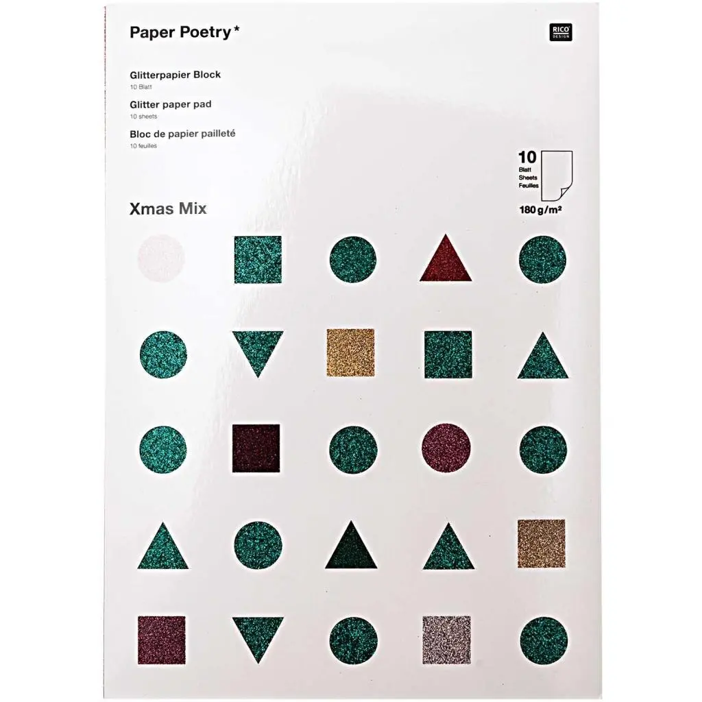 GLITTERPAPIERBLOCK, XMAS MIX