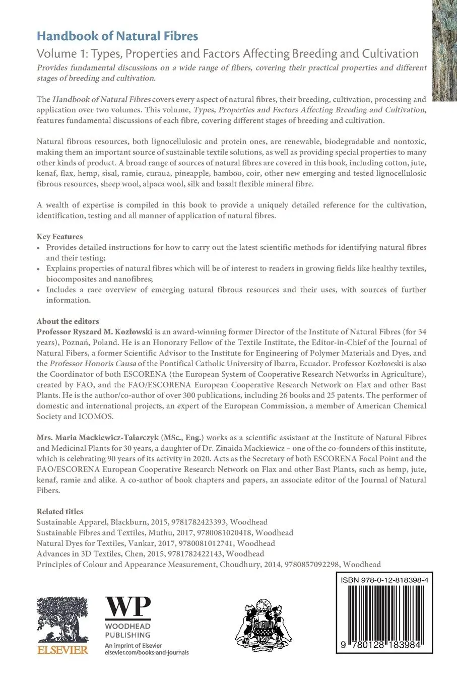 Rückseite: 9780128183984 | Handbook of Natural Fibres | Ryszard M Kozlowski | Taschenbuch | 2020