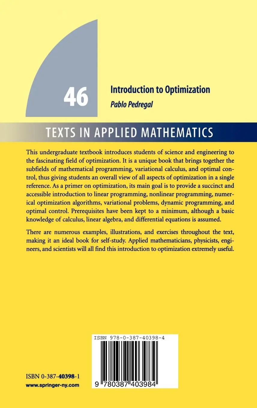 Rückseite: 9780387403984 | Introduction to Optimization | Pablo Pedregal | Buch | x | Englisch