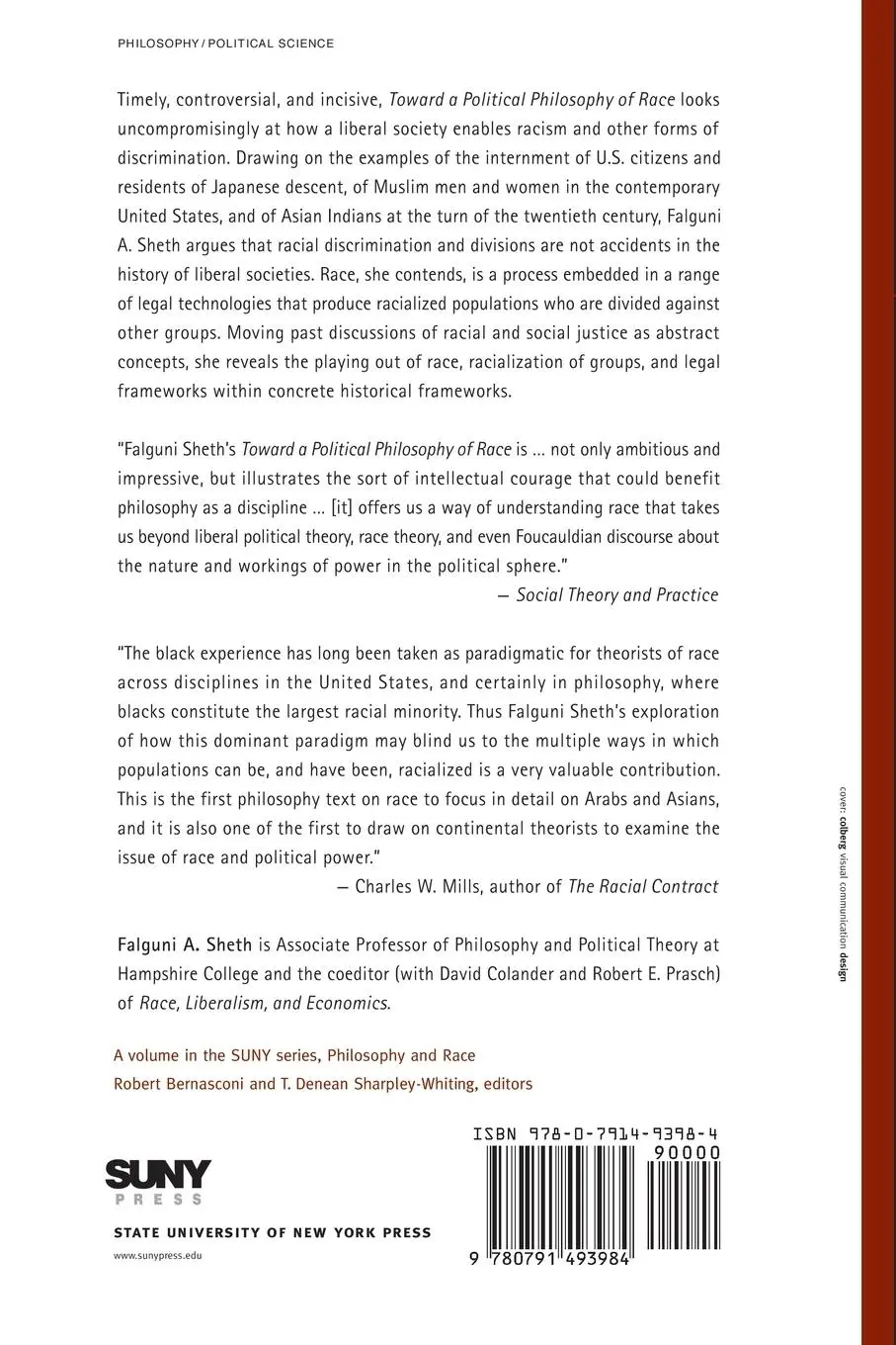 Rückseite: 9780791493984 | Toward a Political Philosophy of Race | Falguni A. Sheth | Taschenbuch