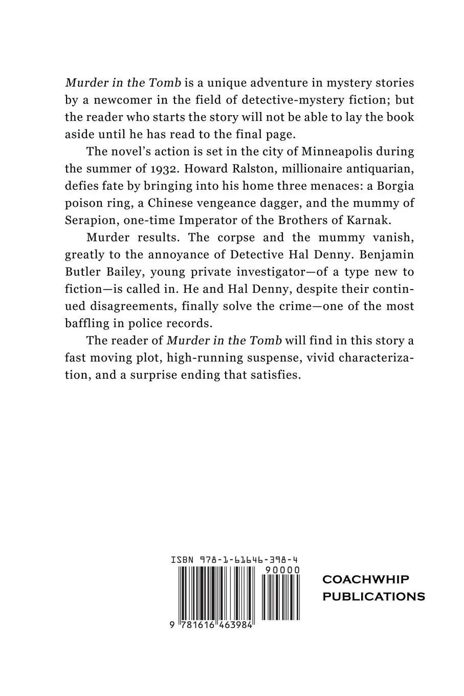 Rückseite: 9781616463984 | Murder in the Tomb | (A Golden-Age Detective Mystery Reprint) | Osgood