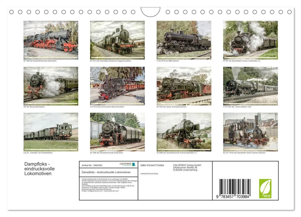 Bild: 9783457703984 | Dampfloks - eindrucksvolle Lokomotiven (Wandkalender 2026 DIN A4...
