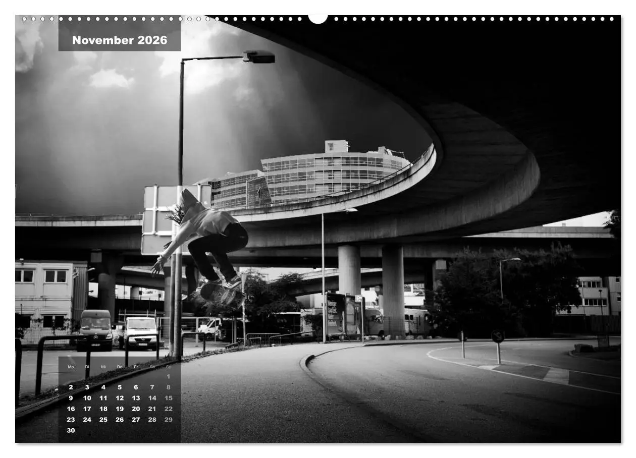 Bild: 9783516103984 | Skateboarden in Schwarz-Weiß (Wandkalender 2026 DIN A2 quer),...