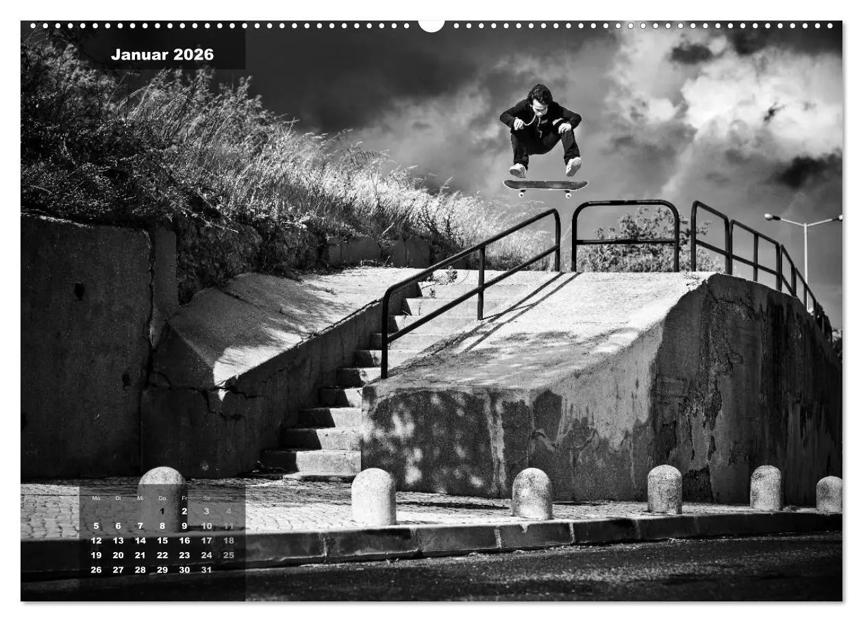 Bild: 9783516103984 | Skateboarden in Schwarz-Weiß (Wandkalender 2026 DIN A2 quer),...