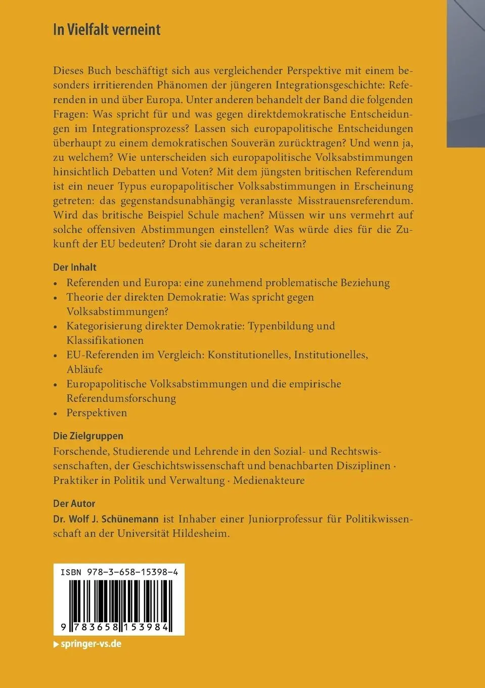 Rückseite: 9783658153984 | In Vielfalt verneint | Wolf J. Schünemann | Taschenbuch | xiii | 2016