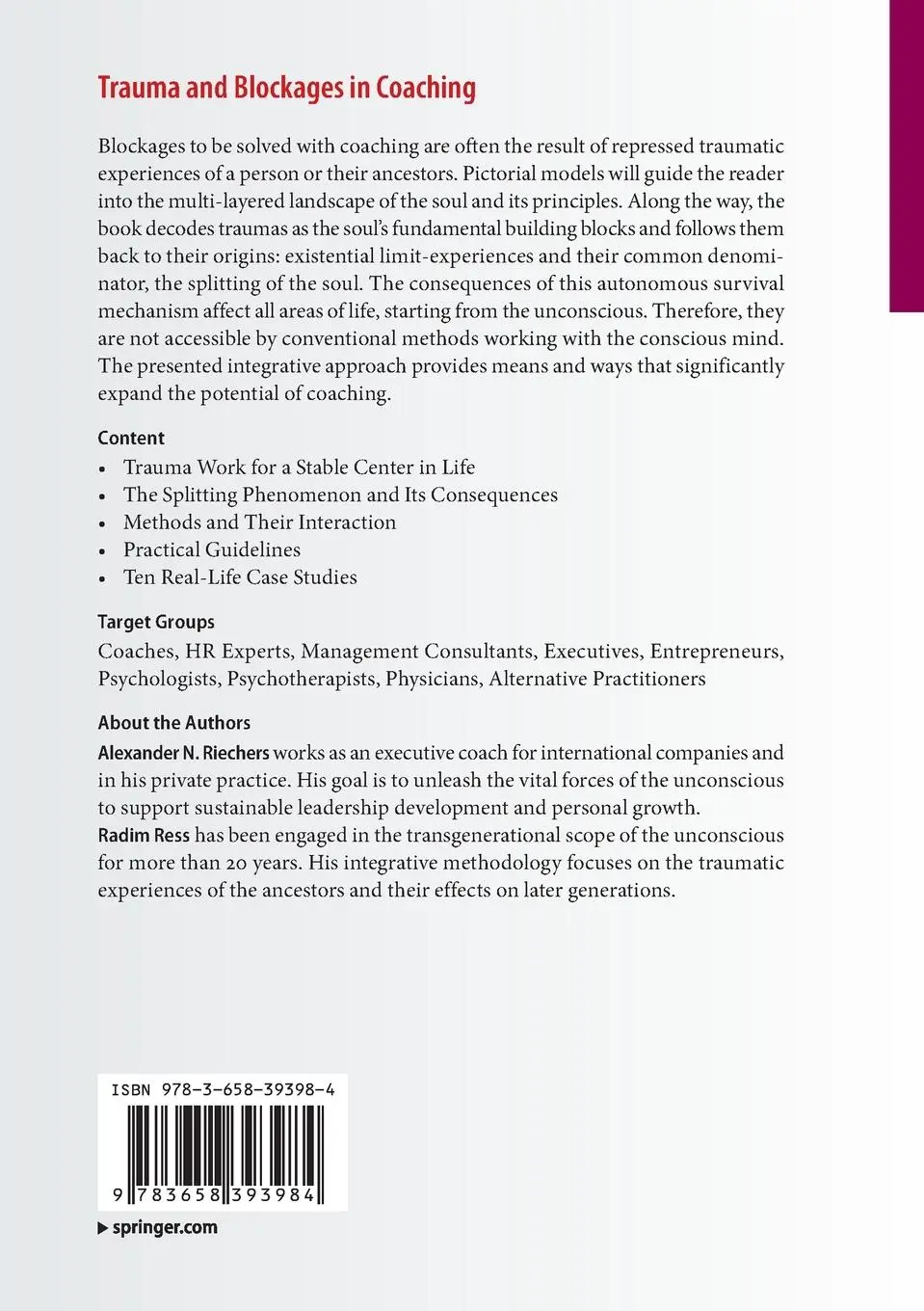 Rückseite: 9783658393984 | Trauma and Blockages in Coaching | Models, Methods, and Case Studies