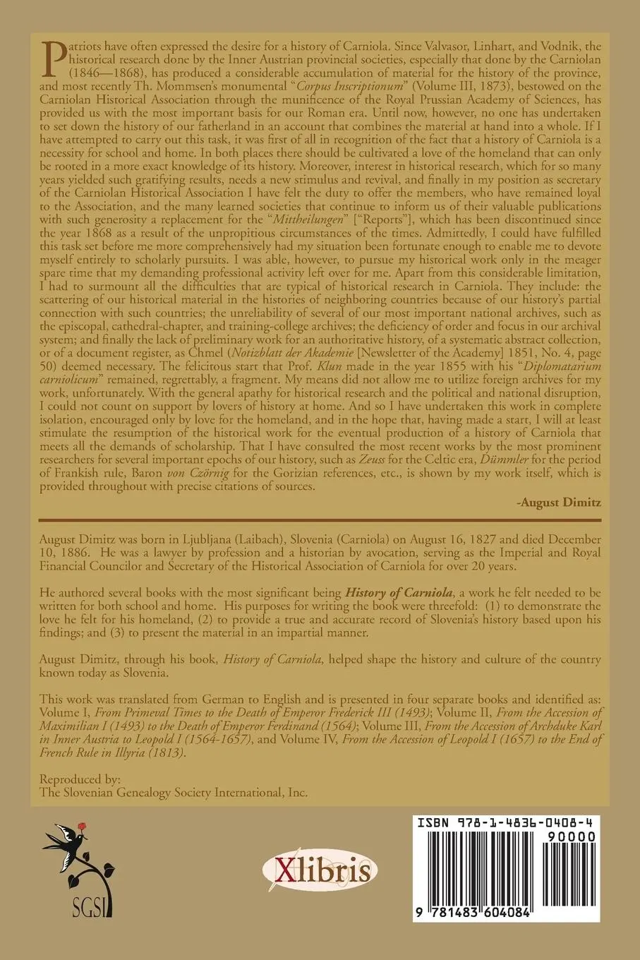 Rückseite: 9781483604084 | History of Carniola Volume I | August Dimitz | Taschenbuch | Englisch