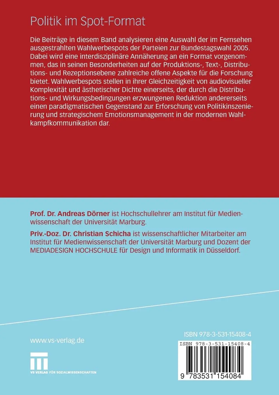 Rückseite: 9783531154084 | Politik im Spot-Format | Christian Schicha (u. a.) | Taschenbuch | vii
