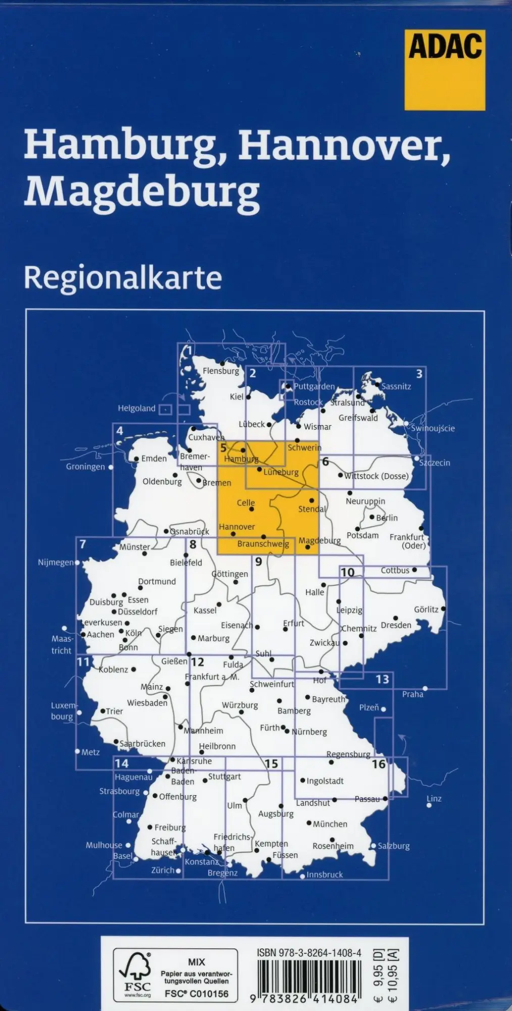 Bild: 9783826414084 | ADAC Regionalkarte Blatt 5 Hamburg, Hannover, Magdeburg 1:150 000