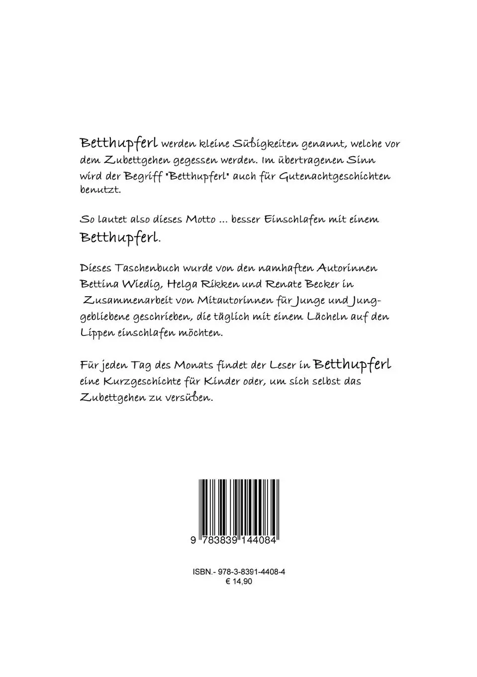 Rückseite: 9783839144084 | Betthupferl | Gutenachtgeschichten für Junge und Junggebliebene | Buch