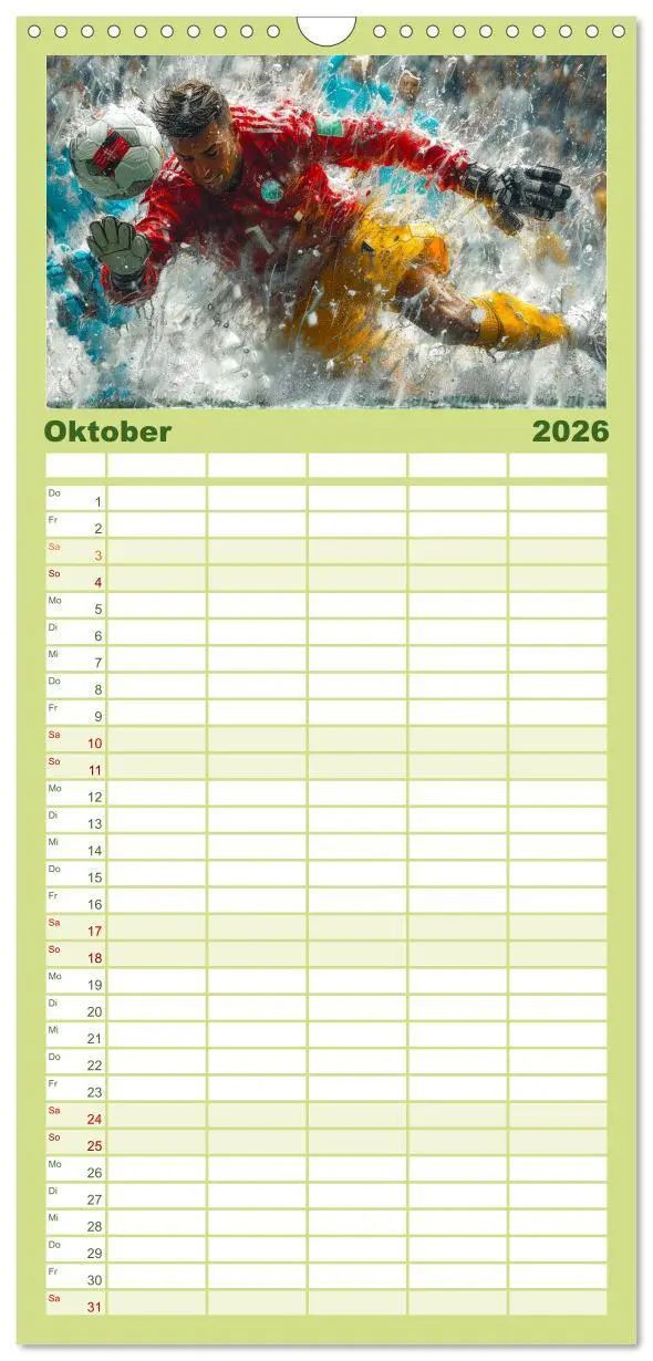 Bild: 9783516604184 | Familienplaner 2026 - Fußball Torwart mit 5 Spalten (Wandkalender,...