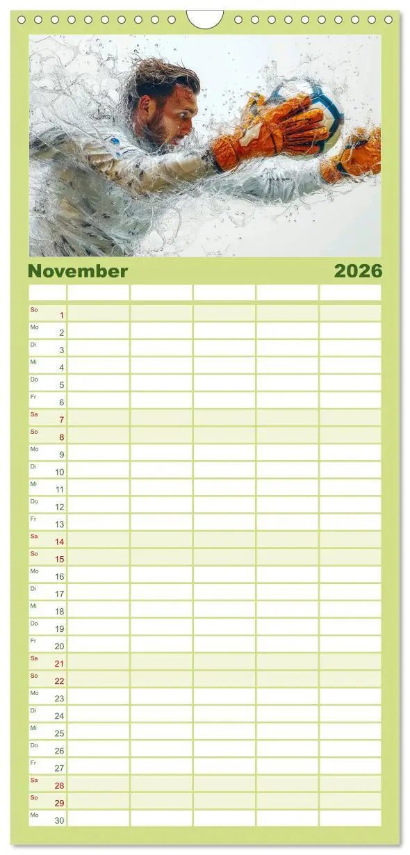 Bild: 9783516604184 | Familienplaner 2026 - Fußball Torwart mit 5 Spalten (Wandkalender,...