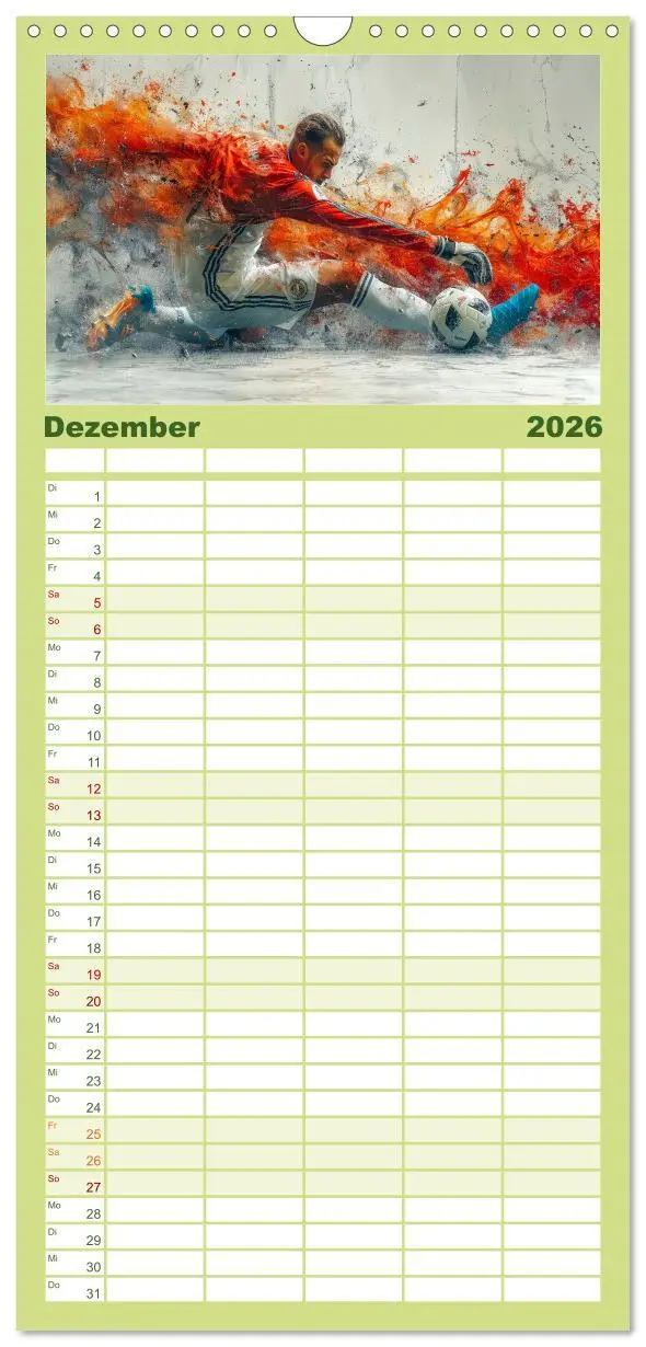 Bild: 9783516604184 | Familienplaner 2026 - Fußball Torwart mit 5 Spalten (Wandkalender,...