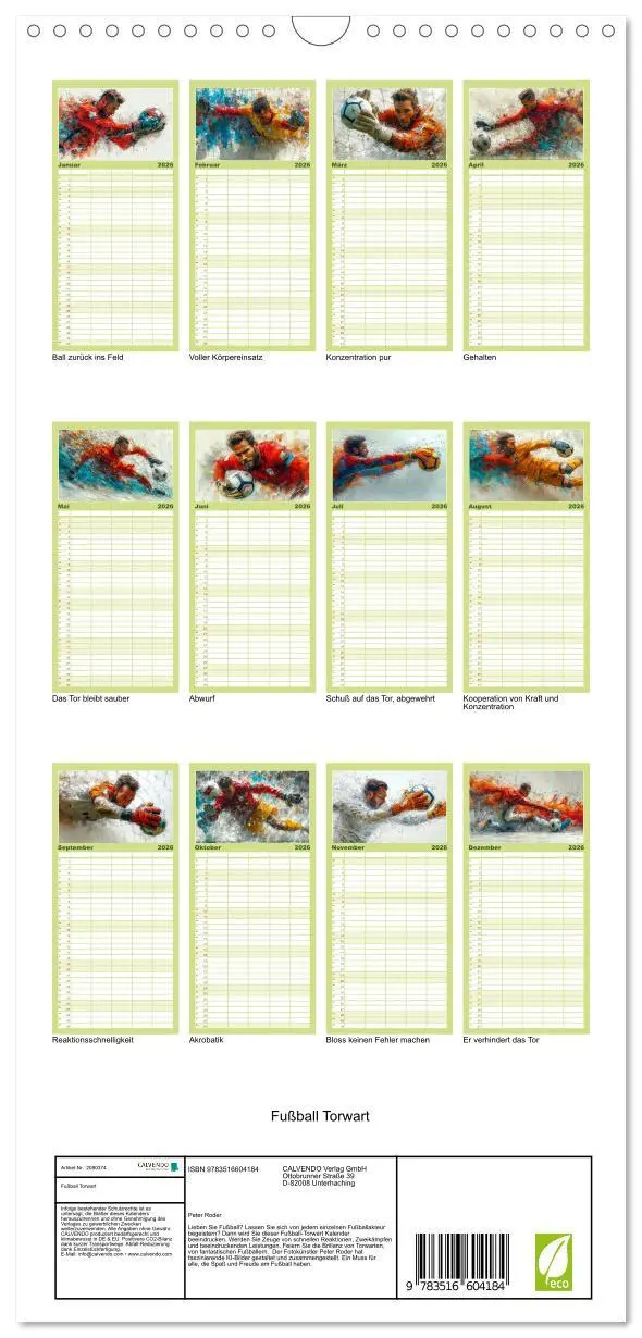 Bild: 9783516604184 | Familienplaner 2026 - Fußball Torwart mit 5 Spalten (Wandkalender,...