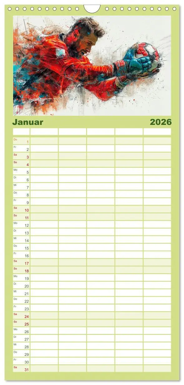 Bild: 9783516604184 | Familienplaner 2026 - Fußball Torwart mit 5 Spalten (Wandkalender,...