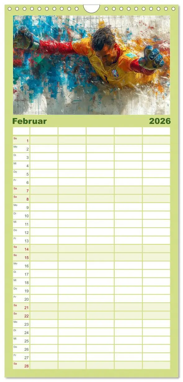Bild: 9783516604184 | Familienplaner 2026 - Fußball Torwart mit 5 Spalten (Wandkalender,...