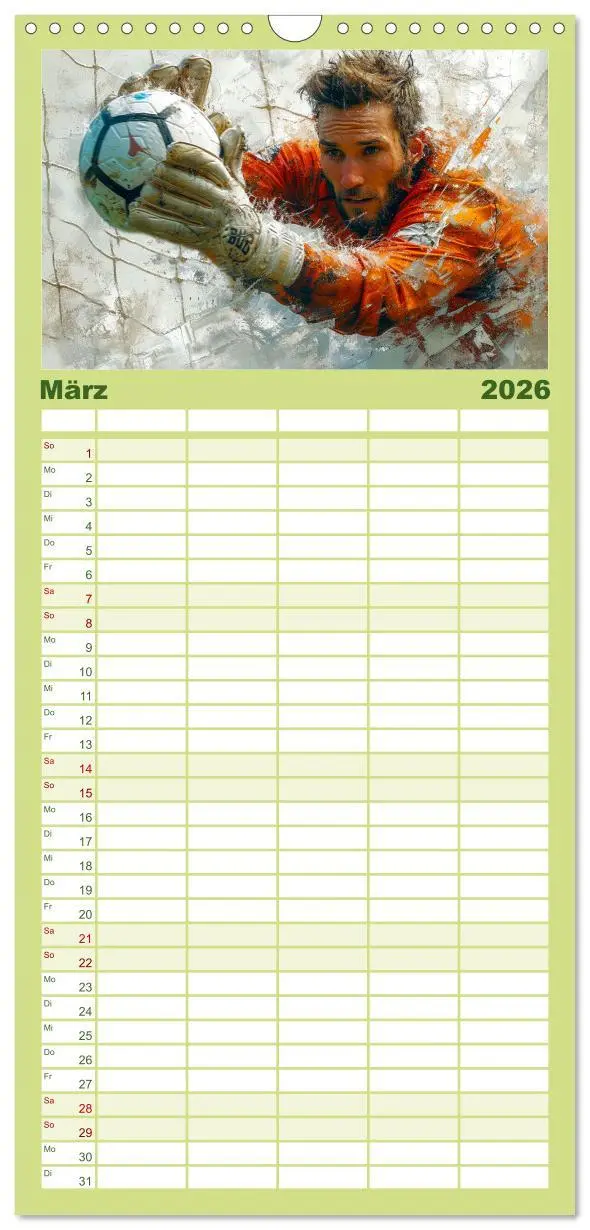 Bild: 9783516604184 | Familienplaner 2026 - Fußball Torwart mit 5 Spalten (Wandkalender,...