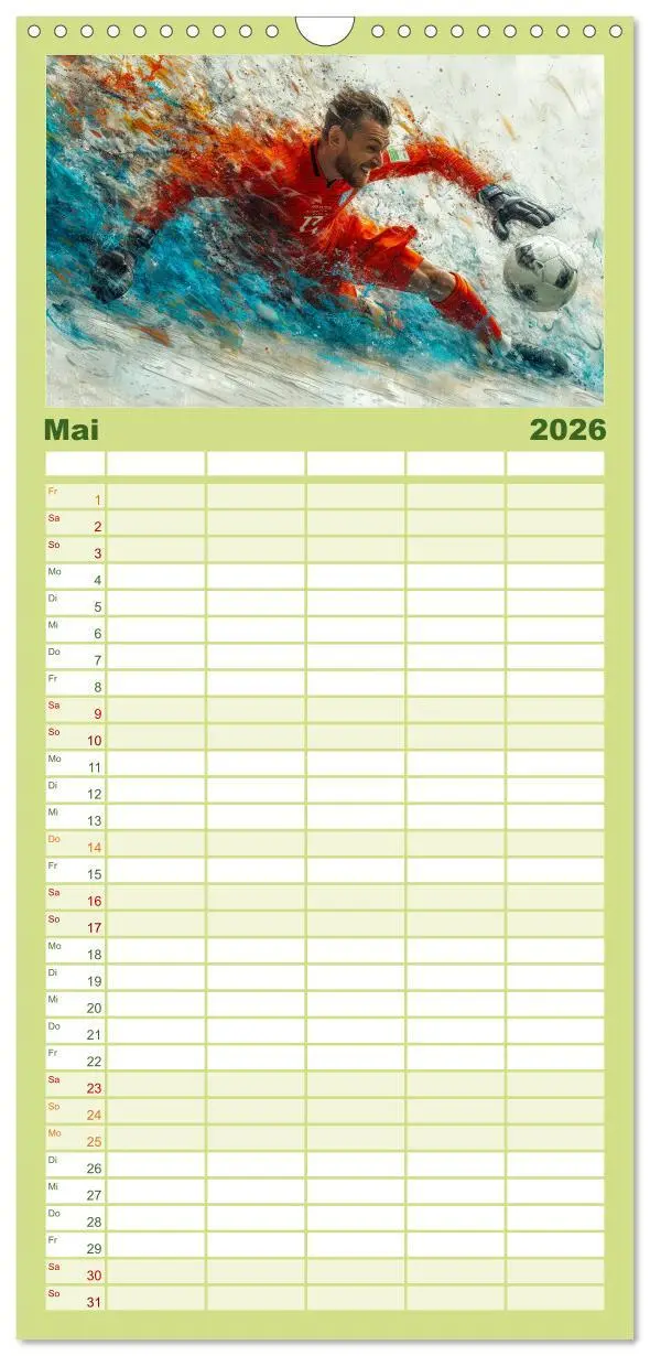 Bild: 9783516604184 | Familienplaner 2026 - Fußball Torwart mit 5 Spalten (Wandkalender,...