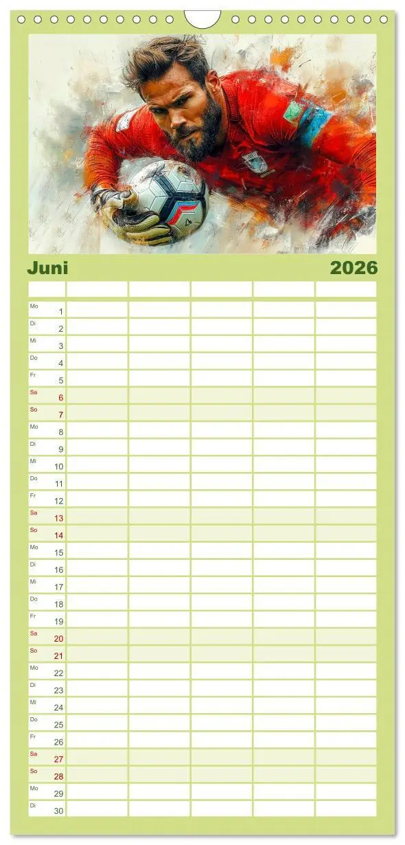 Bild: 9783516604184 | Familienplaner 2026 - Fußball Torwart mit 5 Spalten (Wandkalender,...