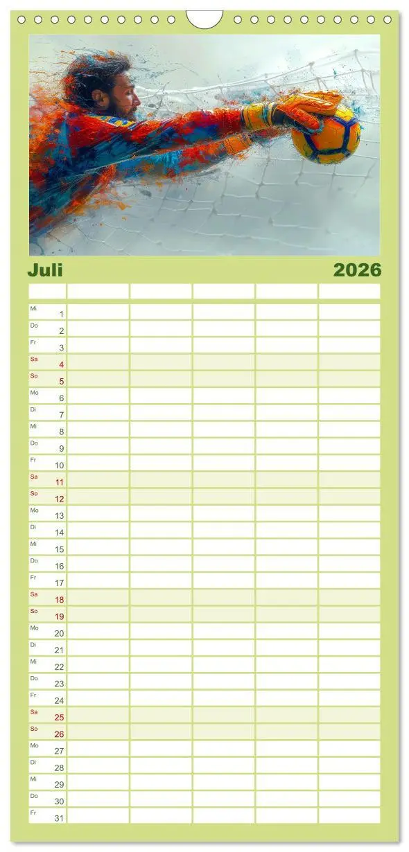Bild: 9783516604184 | Familienplaner 2026 - Fußball Torwart mit 5 Spalten (Wandkalender,...