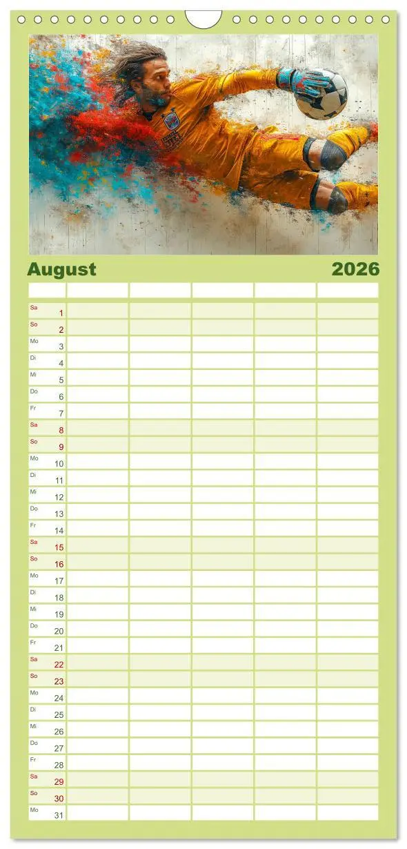 Bild: 9783516604184 | Familienplaner 2026 - Fußball Torwart mit 5 Spalten (Wandkalender,...