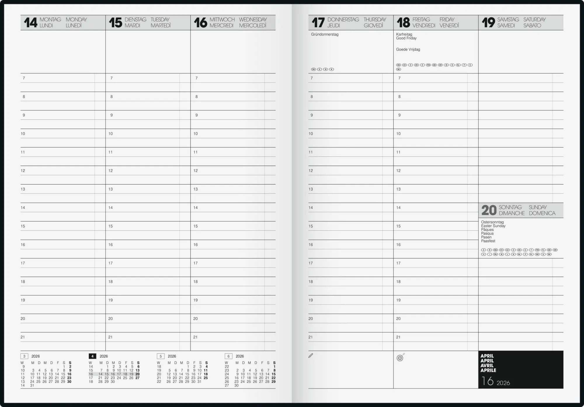 Bild: 4061947144284 | BRUNNEN 1078166906 Buchkalender Mod. 781 2026 A4, Kunststoff, schwarz