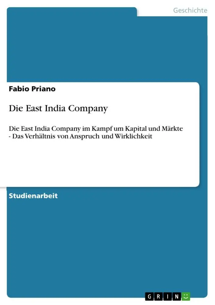 Cover: 9783640334384 | Die East India Company | Fabio Priano | Taschenbuch | 20 S. | Deutsch