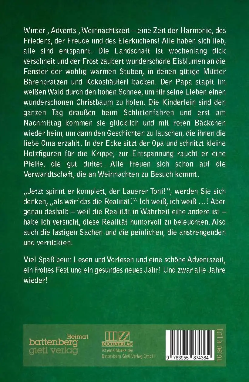 Rückseite: 9783955874384 | Alle Jahre zwider | Vergnügliche Weihnachtsgeschichten | Toni Lauerer