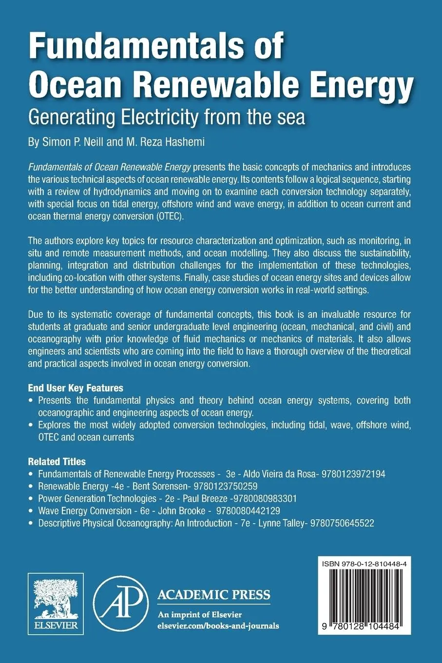 Rückseite: 9780128104484 | Fundamentals of Ocean Renewable Energy | Simon P. Neill (u. a.) | Buch