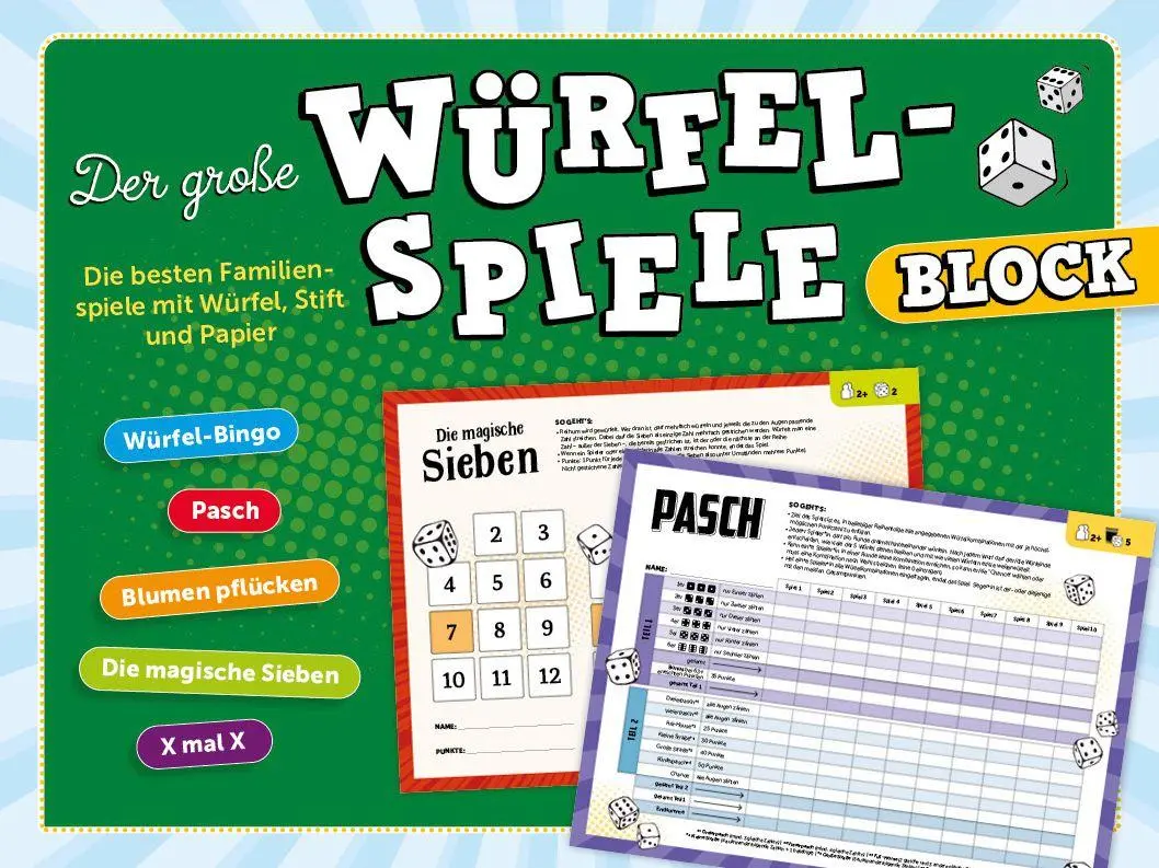 Cover: 9783625194484 | Der große Würfelspiele-Block | Taschenbuch | 80 S. | Deutsch | 2026