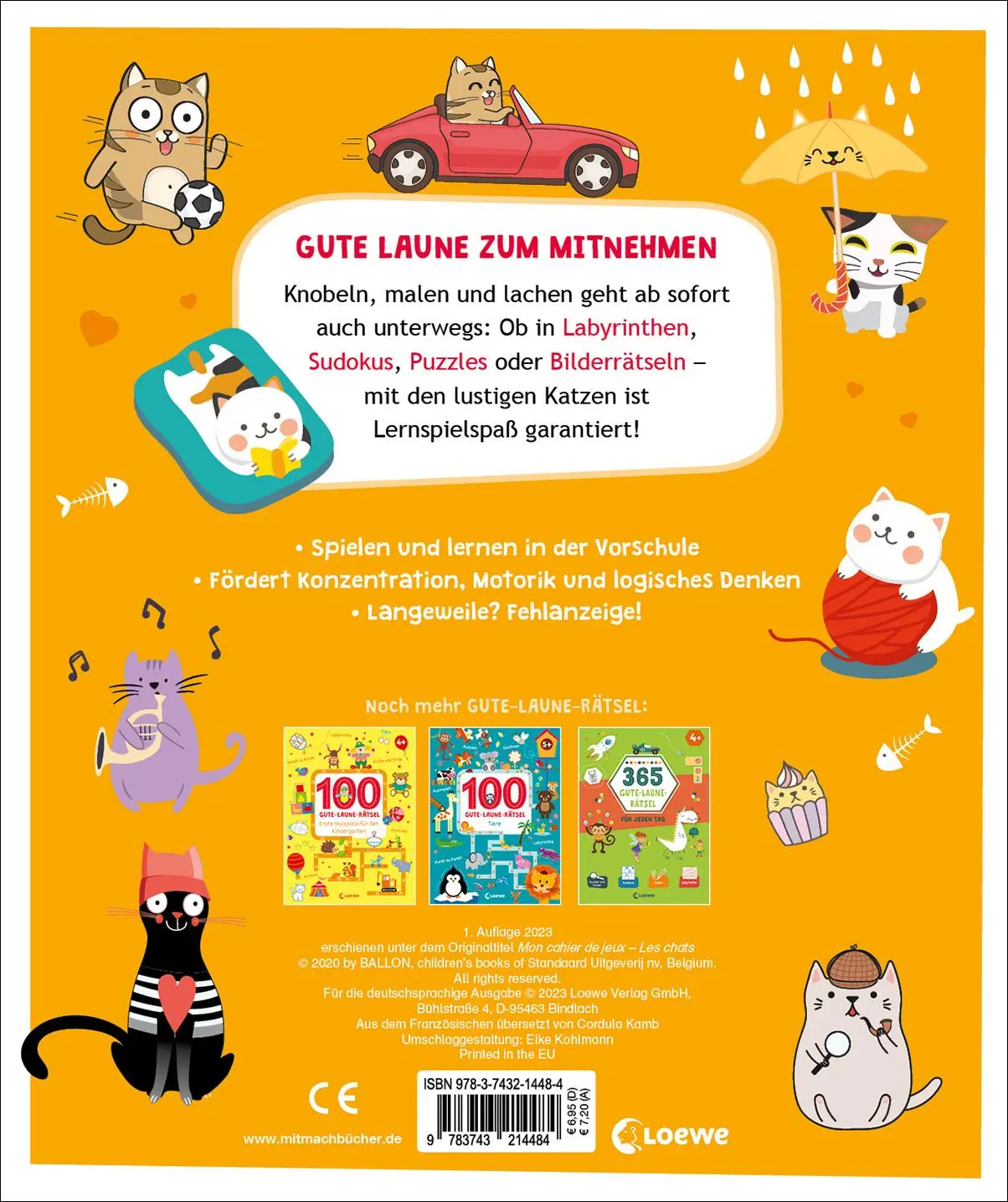 Rückseite: 9783743214484 | Gute-Laune-Rätsel für unterwegs - Katzen | Cordula Kamb | Taschenbuch