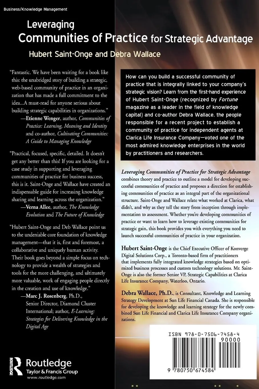 Rückseite: 9780750674584 | Leveraging Communities of Practice for Strategic Advantage | Buch