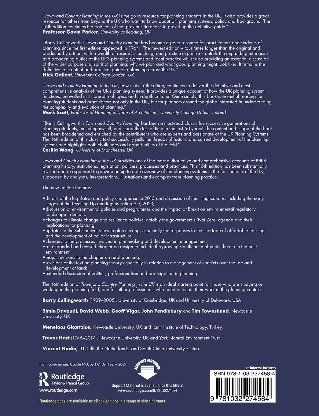 Rückseite: 9781032274584 | Town and Country Planning in the UK | Barry Cullingworth (u. a.)
