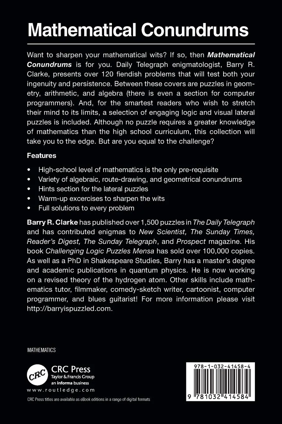 Rückseite: 9781032414584 | Mathematical Conundrums | Barry R. Clarke | Taschenbuch | Englisch