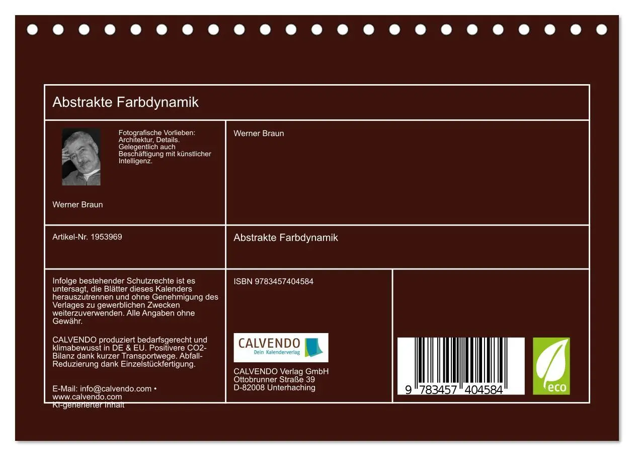 Bild: 9783457404584 | Abstrakte Farbdynamik (Tischkalender 2026 DIN A5 quer), CALVENDO...