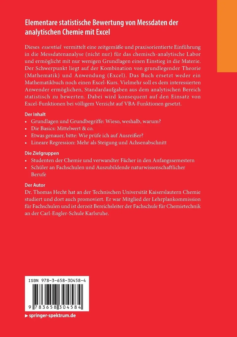 Rückseite: 9783658304584 | Elementare statistische Bewertung von Messdaten der analytischen...